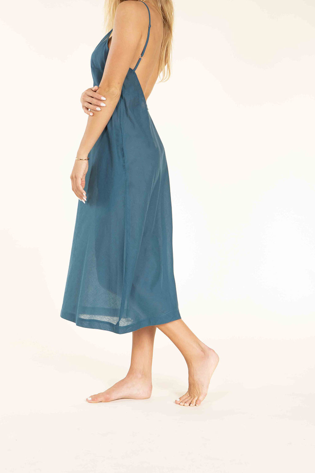 Penelope Teal Cotton Lawn Slip Dress XS Penelope Teal Cotton Lawn Slip Dress XS