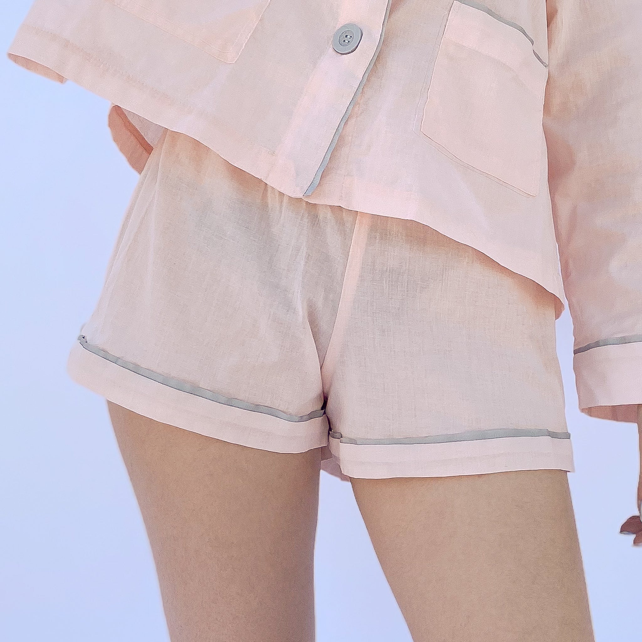Agnes Cotton Pajamas Shorts in Blush - details