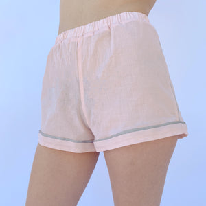 Agnes Cotton Pajamas Shorts in Blush -front