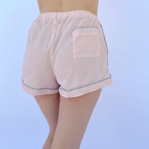 Agnes Cotton Pajamas Shorts in Blush -back
