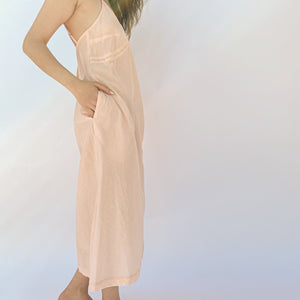 Penelope Cotton Slip Dress In Blush - pocket