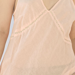 Penelope Cotton Slip Dress In Blush - lace detail